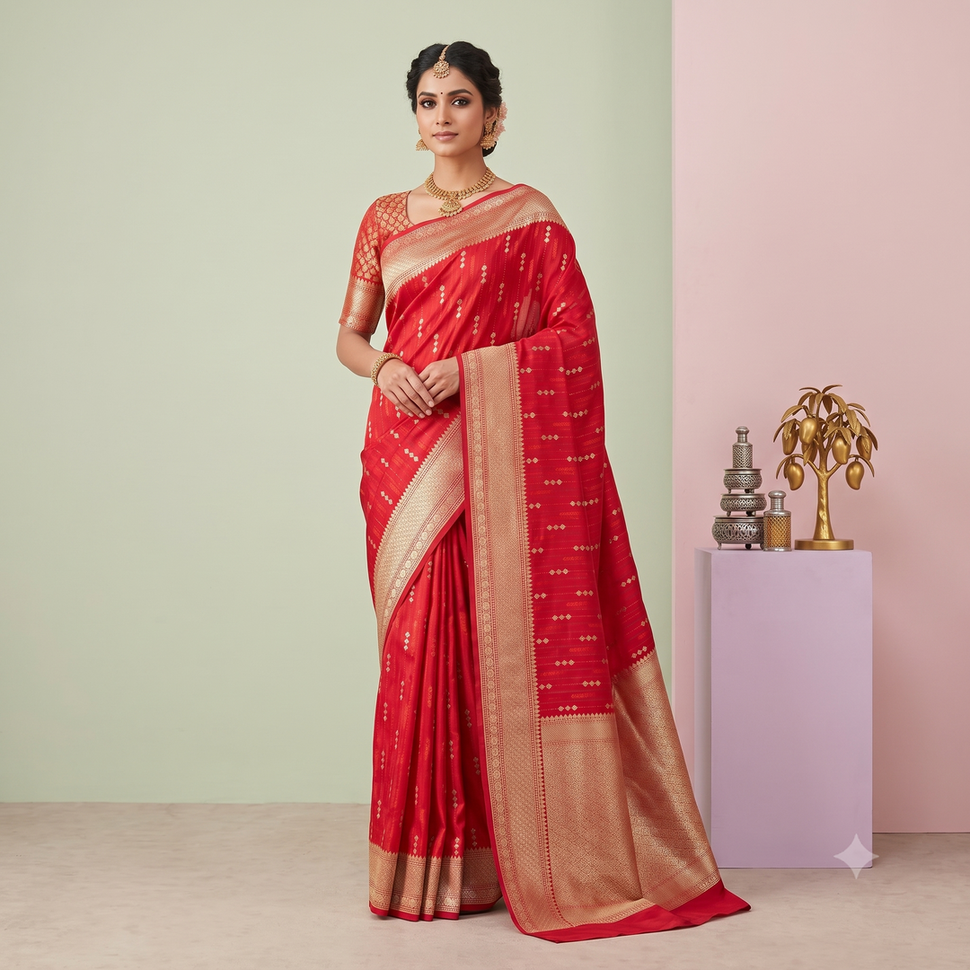 KUBERAN RED BANARASI SILK SAREE