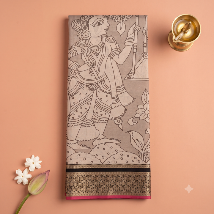 KUBERAN GREY TISSUE MYSORE SILK CREPE SAREE