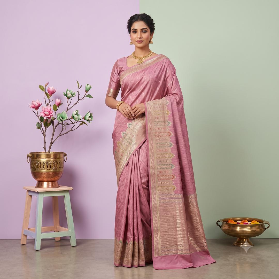 KUBERAN PEACH BANARASI SILK SAREE