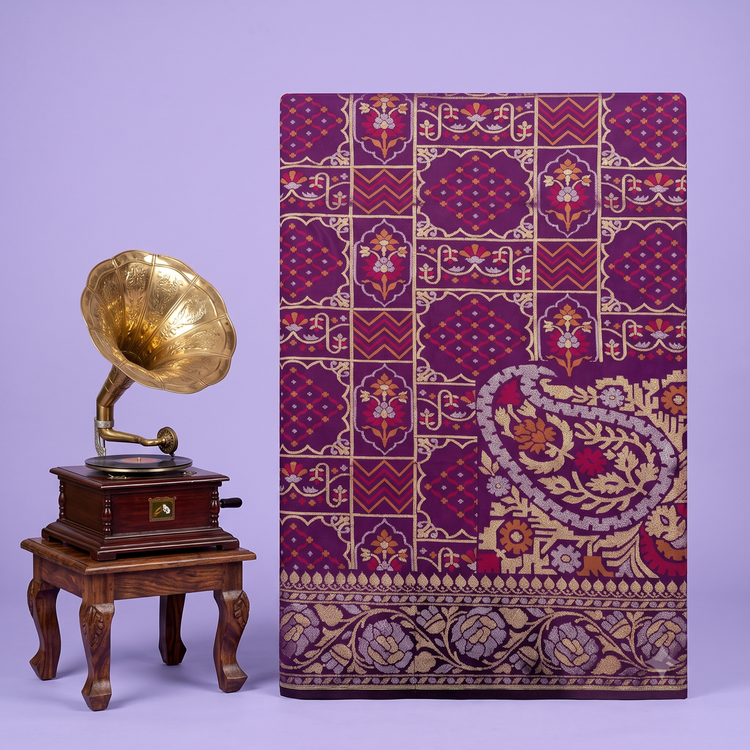 KUBERAN WINE PURE BANARASI SILK SAREE