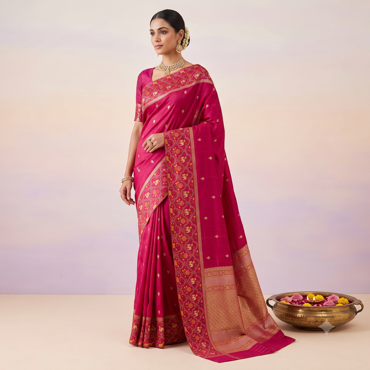 KUBERAN RANI PINK PURE MASHRU CHIFFON SAREE