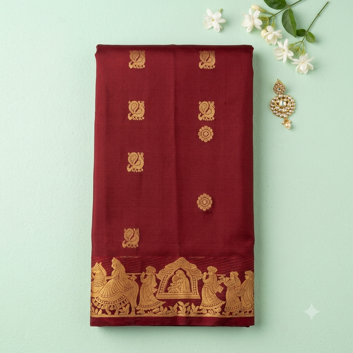 KUBERAN MAROON PURE SILK SAREE