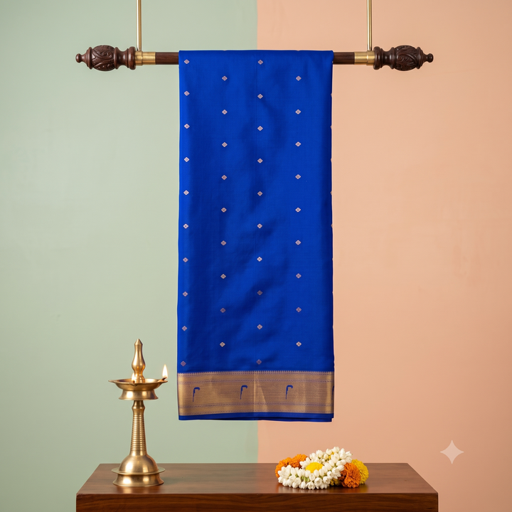 KUBERAN BLUE MYSORE SILK CREPE SAREE