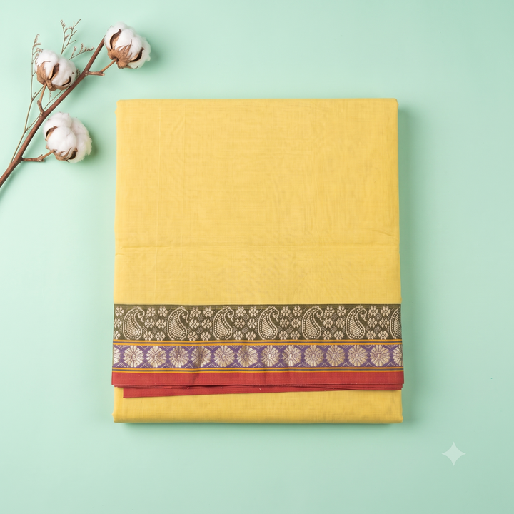 KUBERAN YELLOW COTTON SAREE