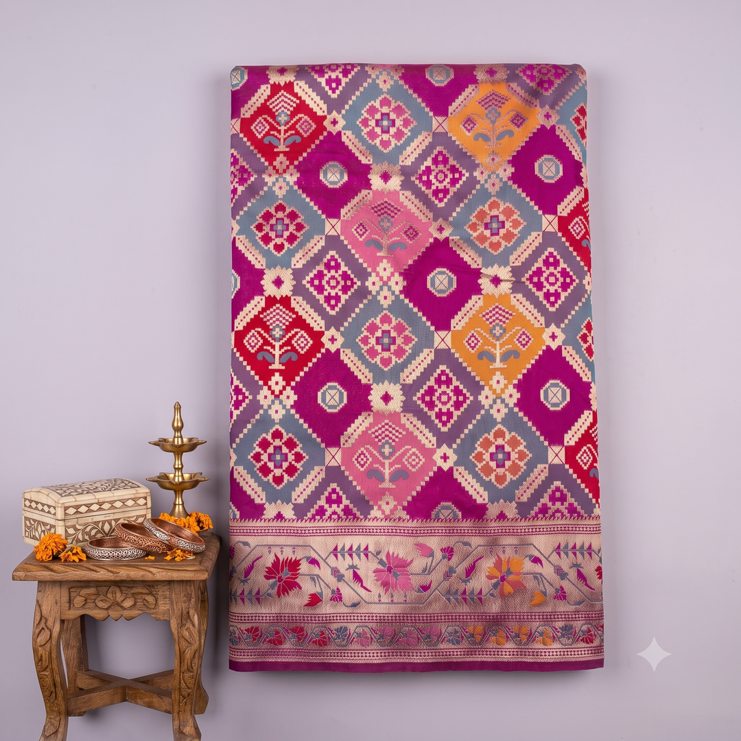 KUBERAN PURPLE PURE BANARASI SILK SAREE