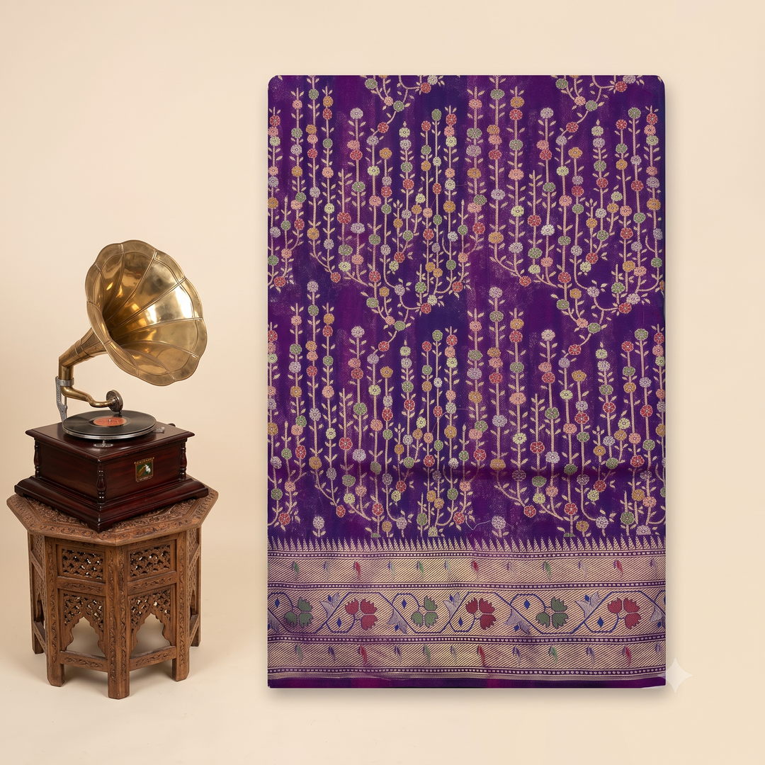 KUBERAN DEEP VIOLET PURE BANARASI SILK SAREE
