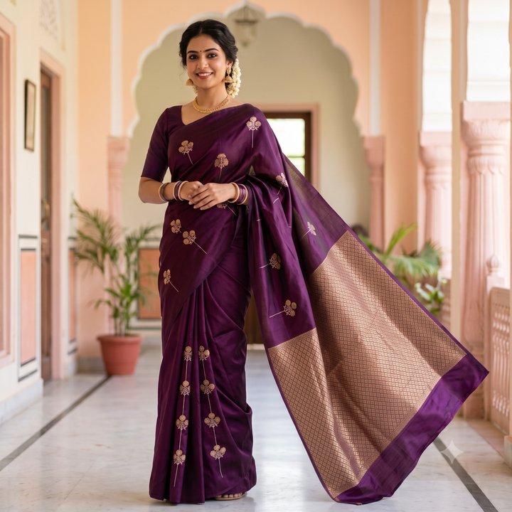 KUBERAN BURGUNDY PURE BANARASI SAREE