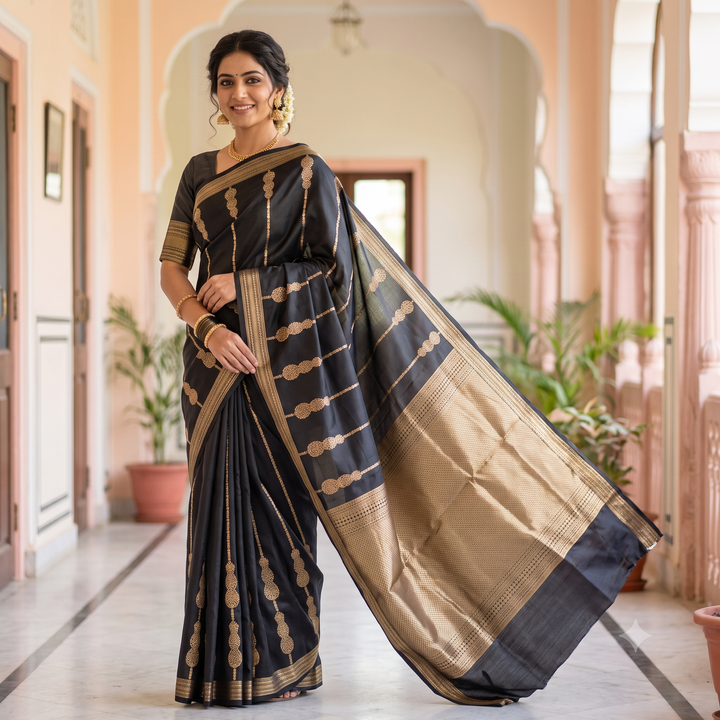 KUBERAN BLACK PURE BANARASI SAREE
