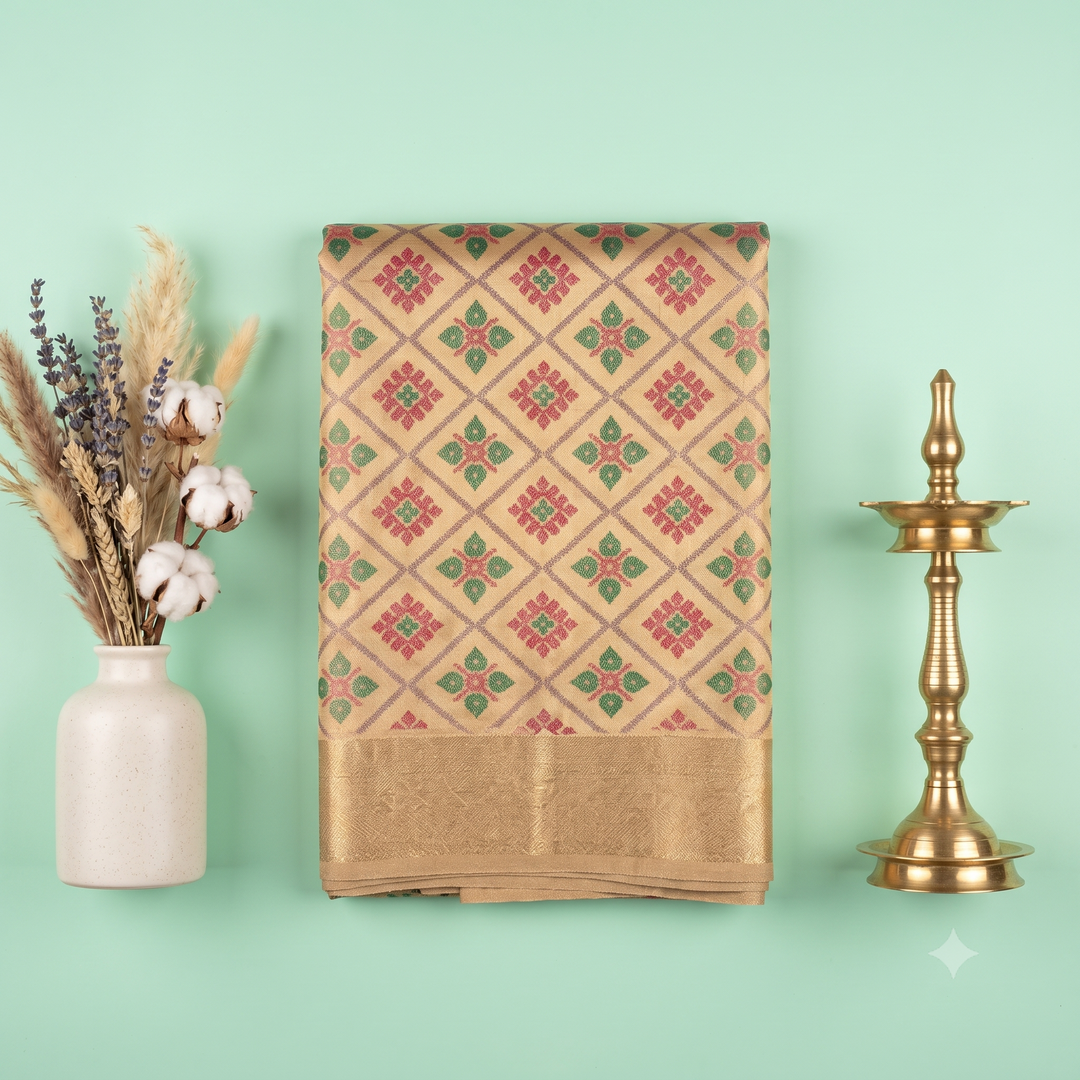KUBERAN SANDY BEIGE TISSUE RAW SILK SAREE