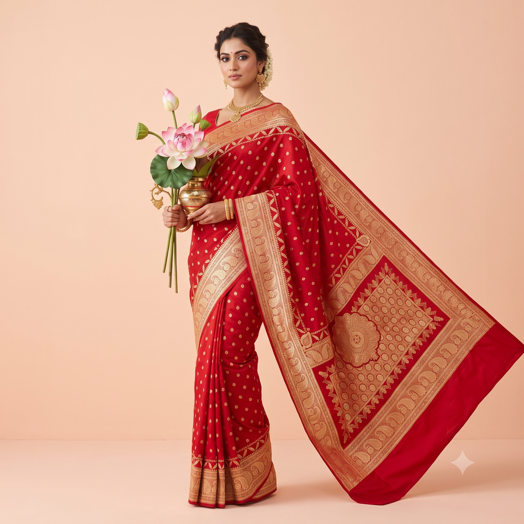 KUBERAN RED BANARASI SILK SAREE