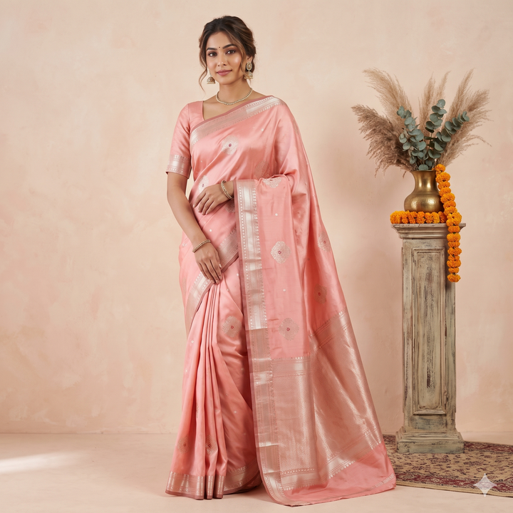 Kuberan Pink Pure Banarasi Silk Saree