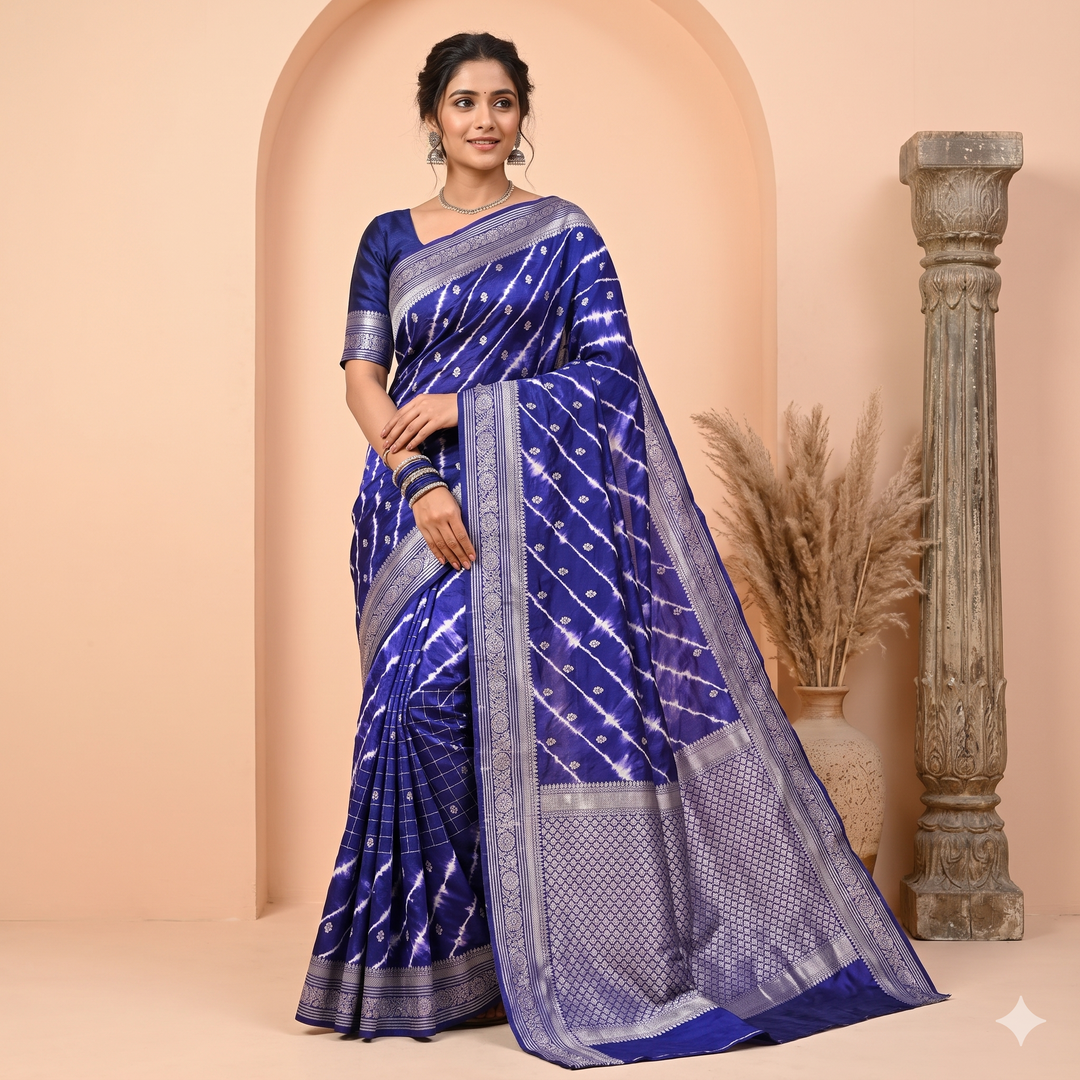 KUBERAN PURPLE LEHERIYA SHIBORI PURE SILK SAREE