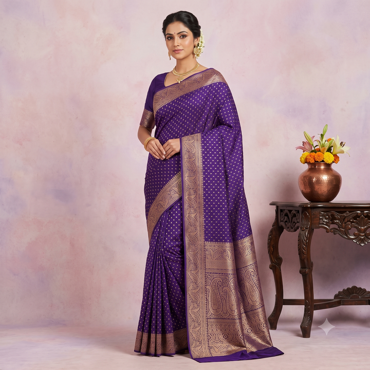 KUBERAN PURPLE BANARAS GEORGETTE SAREE