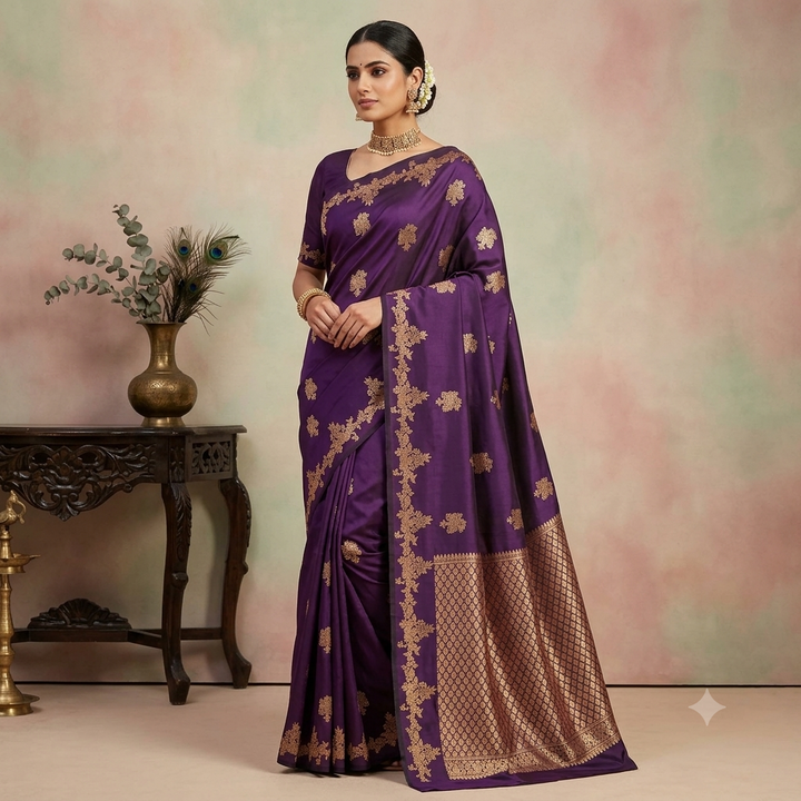 KUBERAN PURPLE PURE BANARASI SILK SAREE
