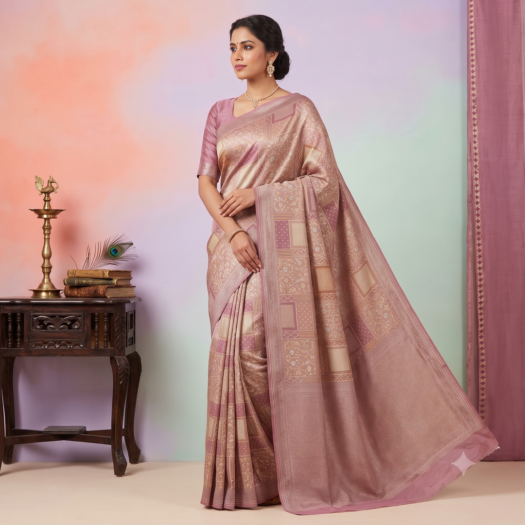 KUBERAN PINK BANARAS GEORGETTE SAREE