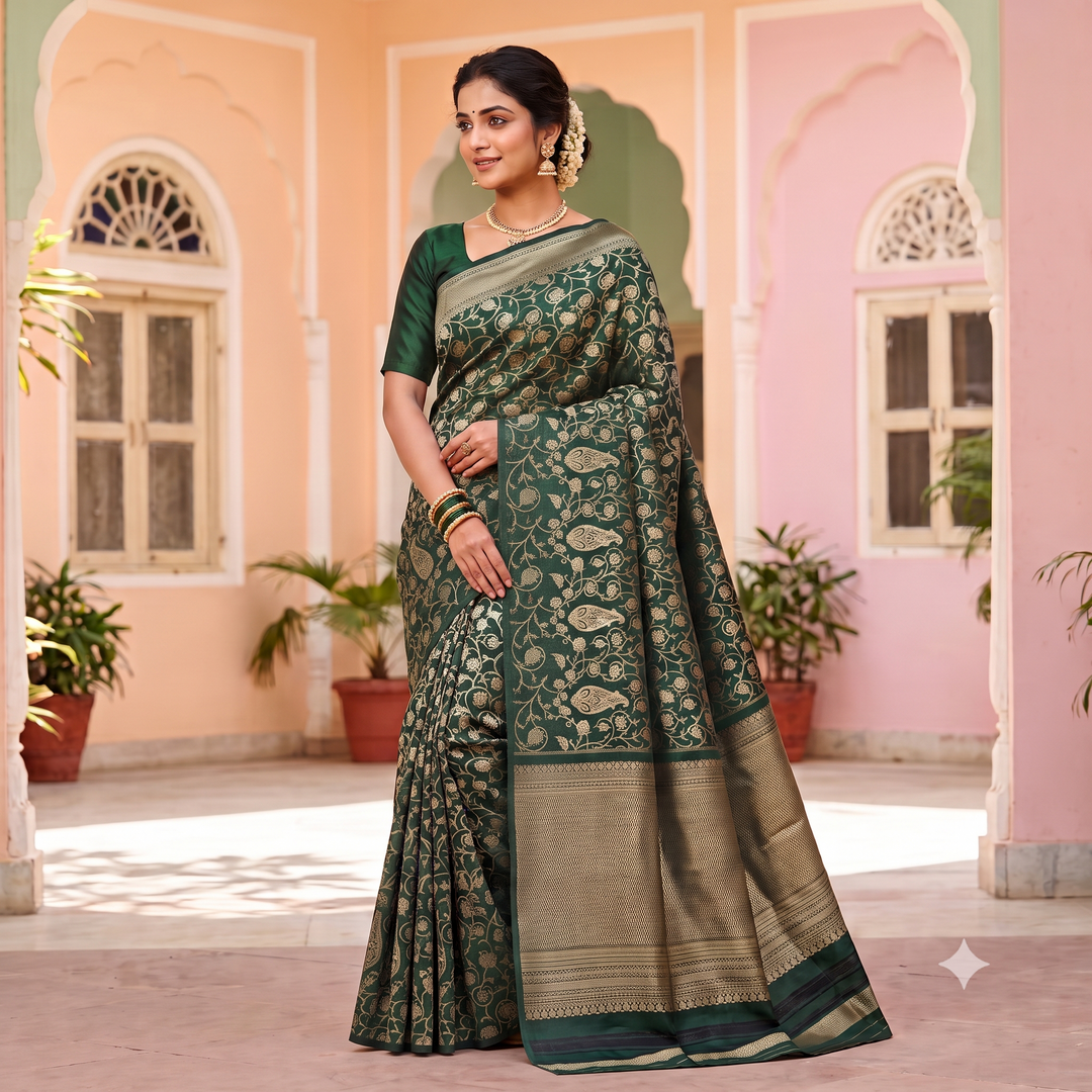 KUBERAN GREEN PURE SILK SAREE