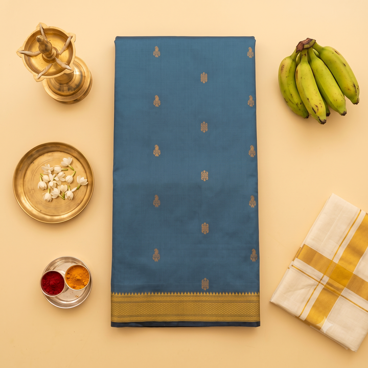 Kuberan Blue 9-Yard Pure Silk Saree