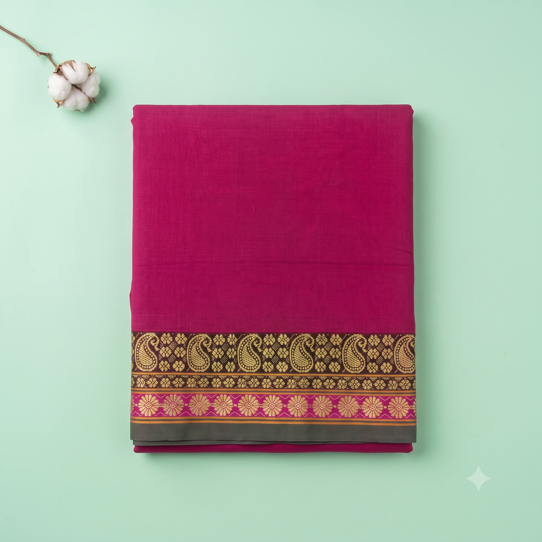 KUBERAN DARK PINK COTTON SAREE