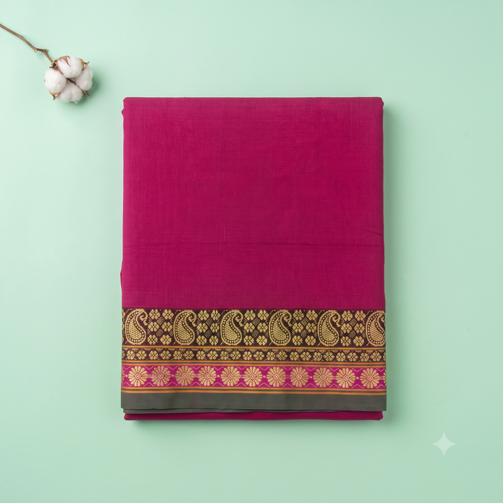 KUBERAN DARK PINK COTTON SAREE