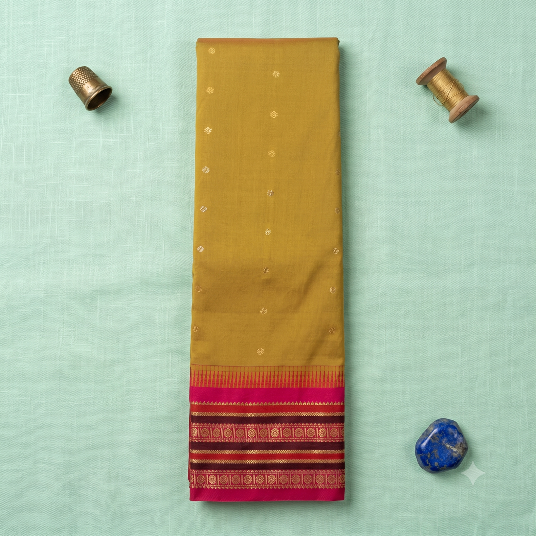 KUBERAN MUSTARD GOLD SEMI SILK SAREE