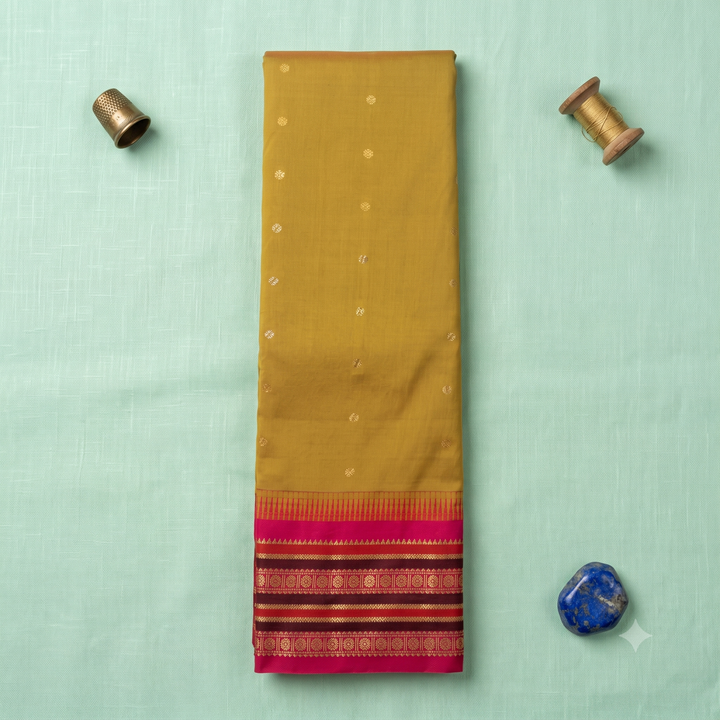 KUBERAN MUSTARD GOLD SEMI SILK SAREE