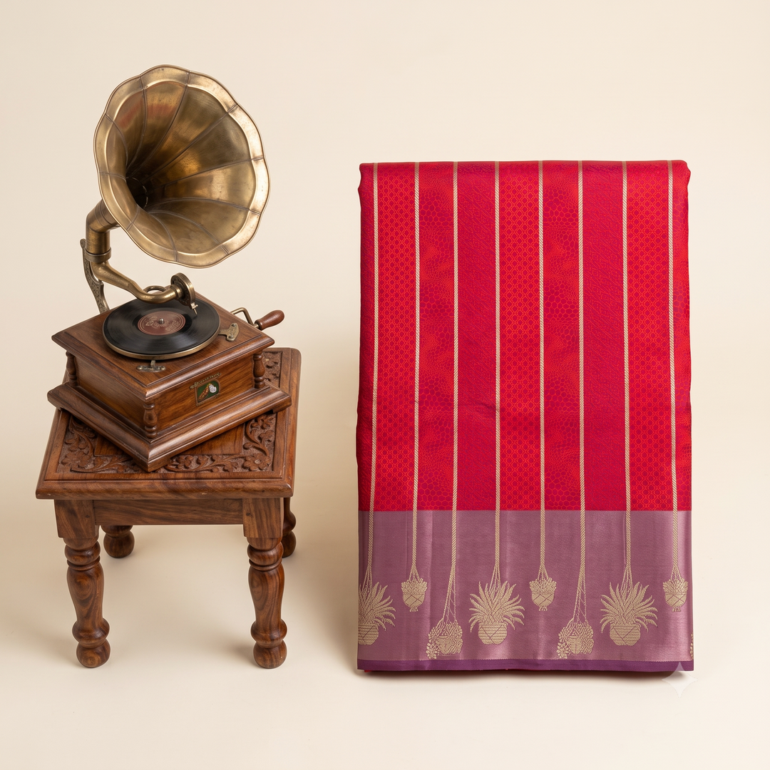 KUBERAN PINK AND PURPLE PURE BANARASI SILK SAREE