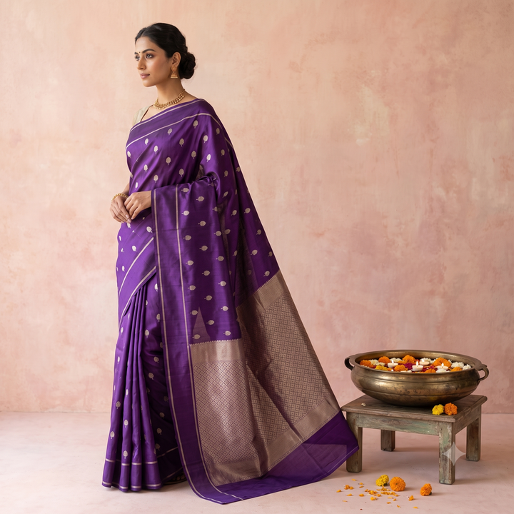 KUBERAN PURPLE MASHRU CHIFFON SAREE