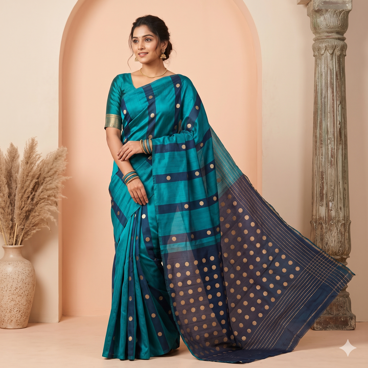 Kuberan Turquoise Pure Banarasi Silk Saree