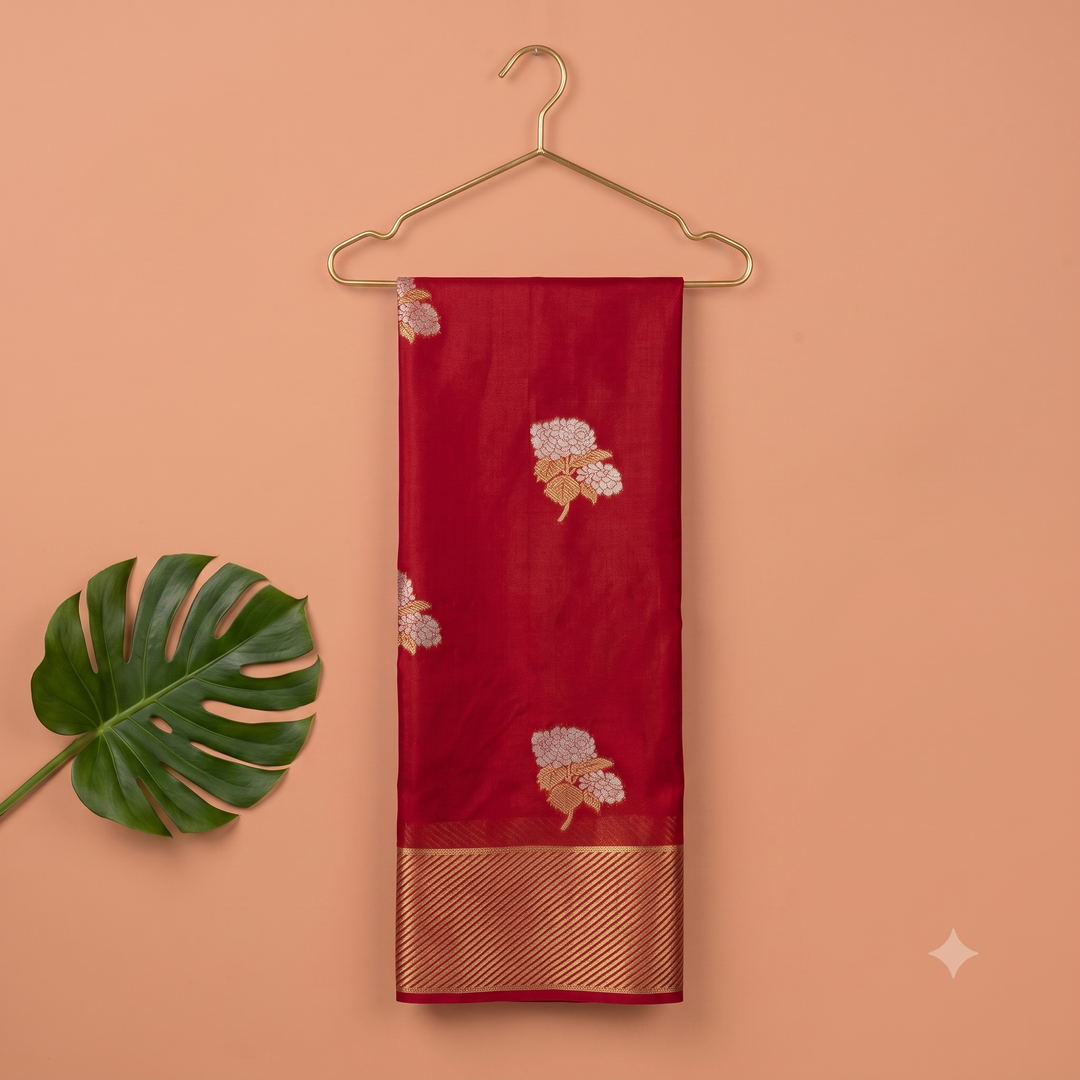 KUBERAN RED CHIFFON SAREE