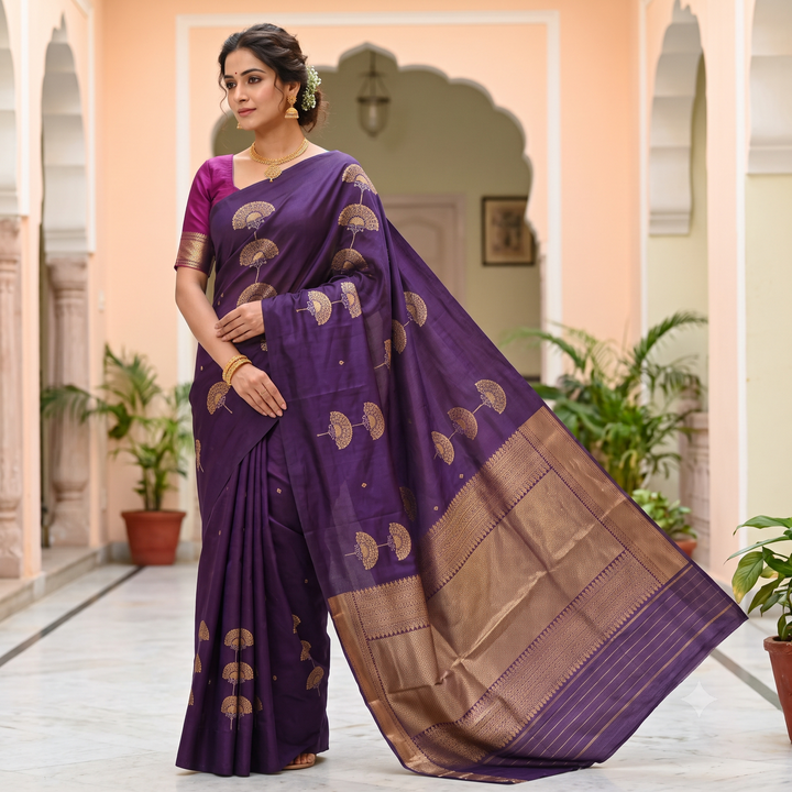 KUBERAN PURPLE PURE BANARASI SAREE