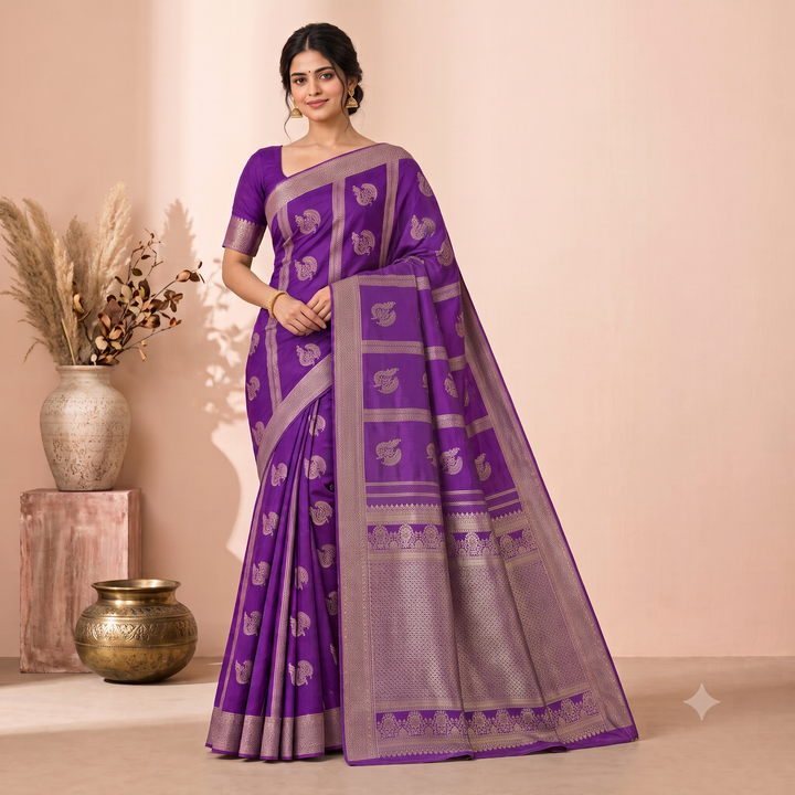 KUBERAN PURPLE PURE SILK SAREE