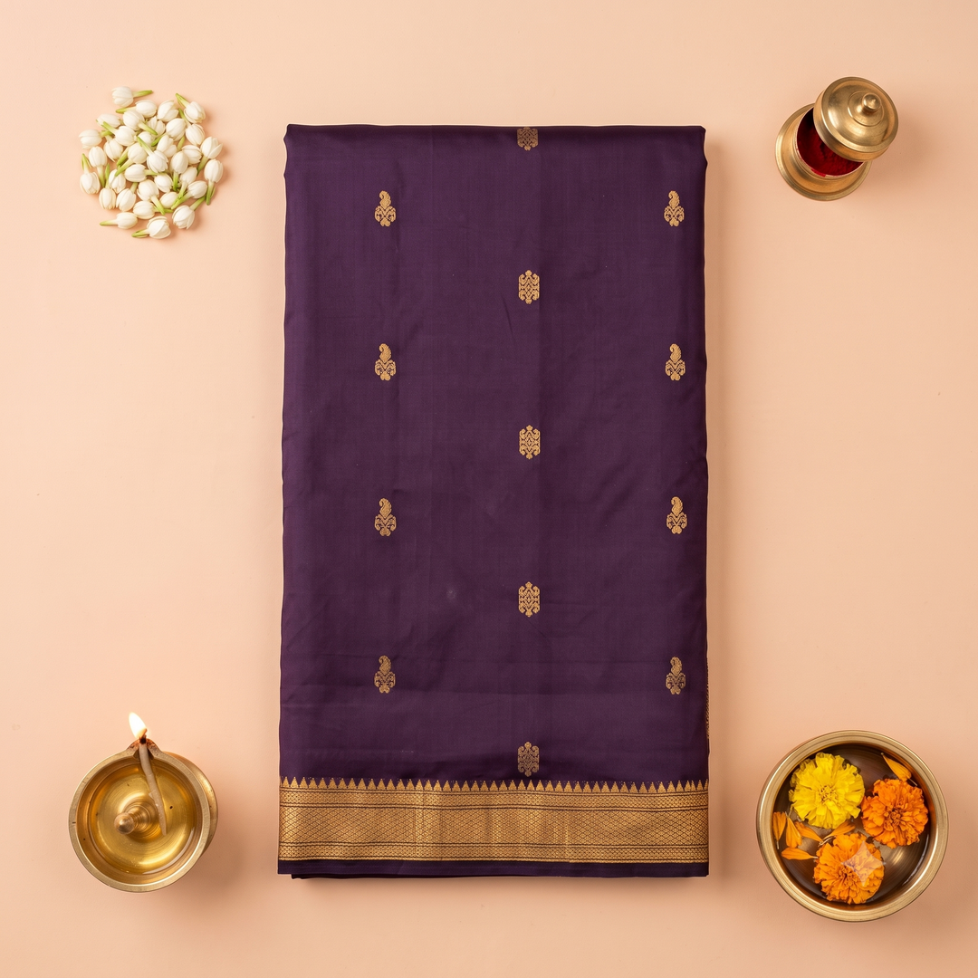 Kuberan Purple 9-Yard Pure Silk Saree