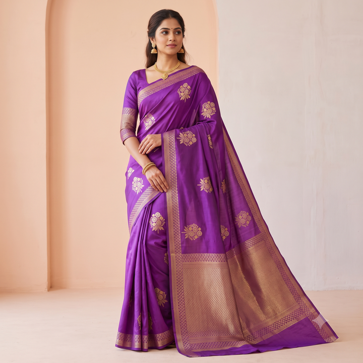KUBERAN PURPLE PURE BANARASI SAREE