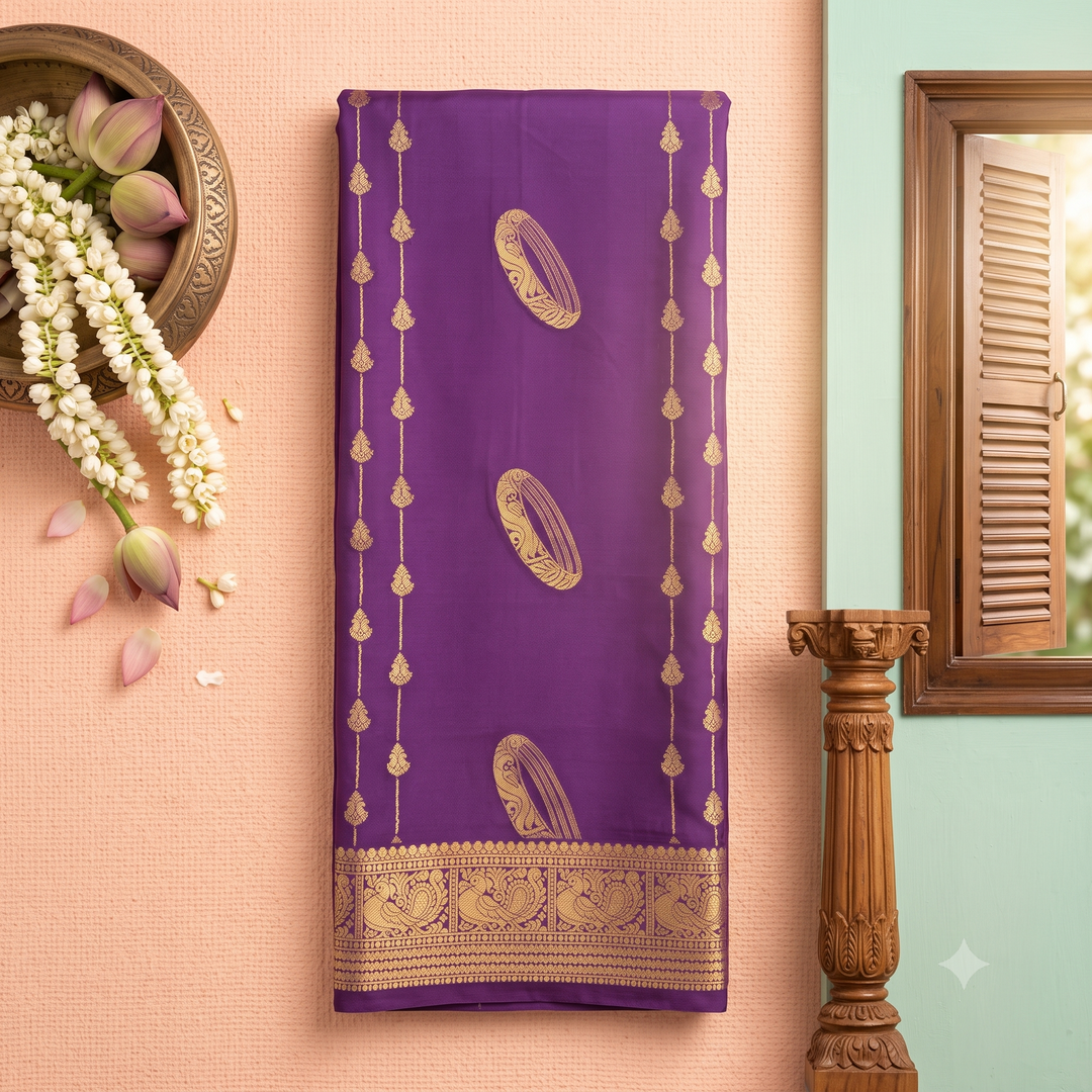 KUBERAN PURPLE PURE MYSORE CREPE SILK SAREE