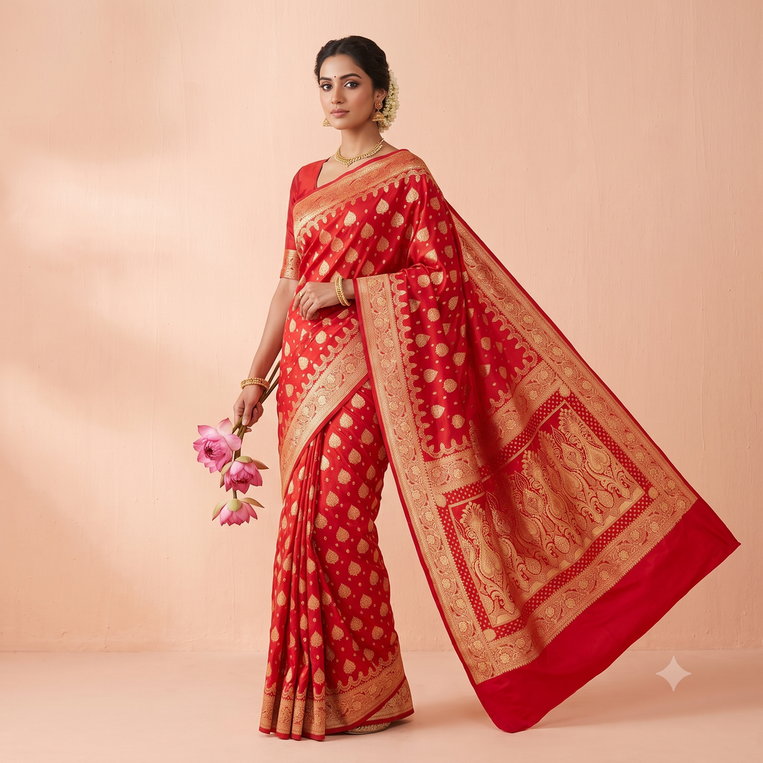 KUBERAN RED BANARASI SILK SAREE