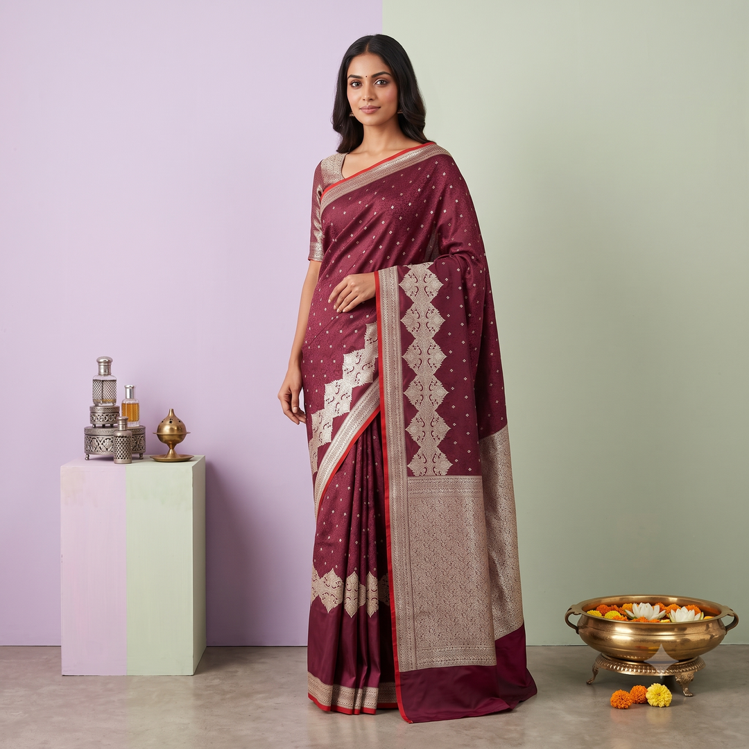 KUBERAN BROWN BANARASI SILK SAREE
