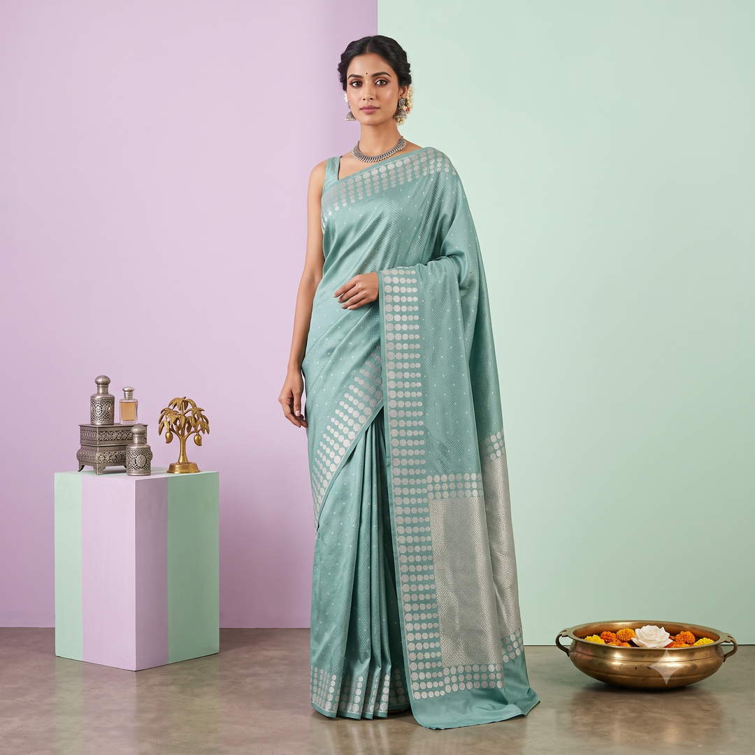 KUBERAN SEA BLUE BANARASI SILK SAREE