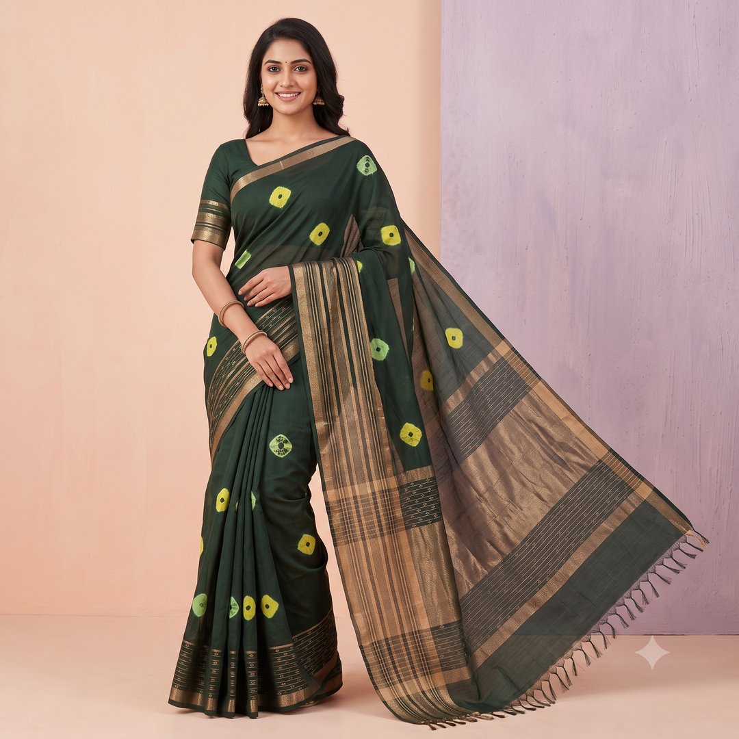 KUBERAN GREEN COTTON SAREE