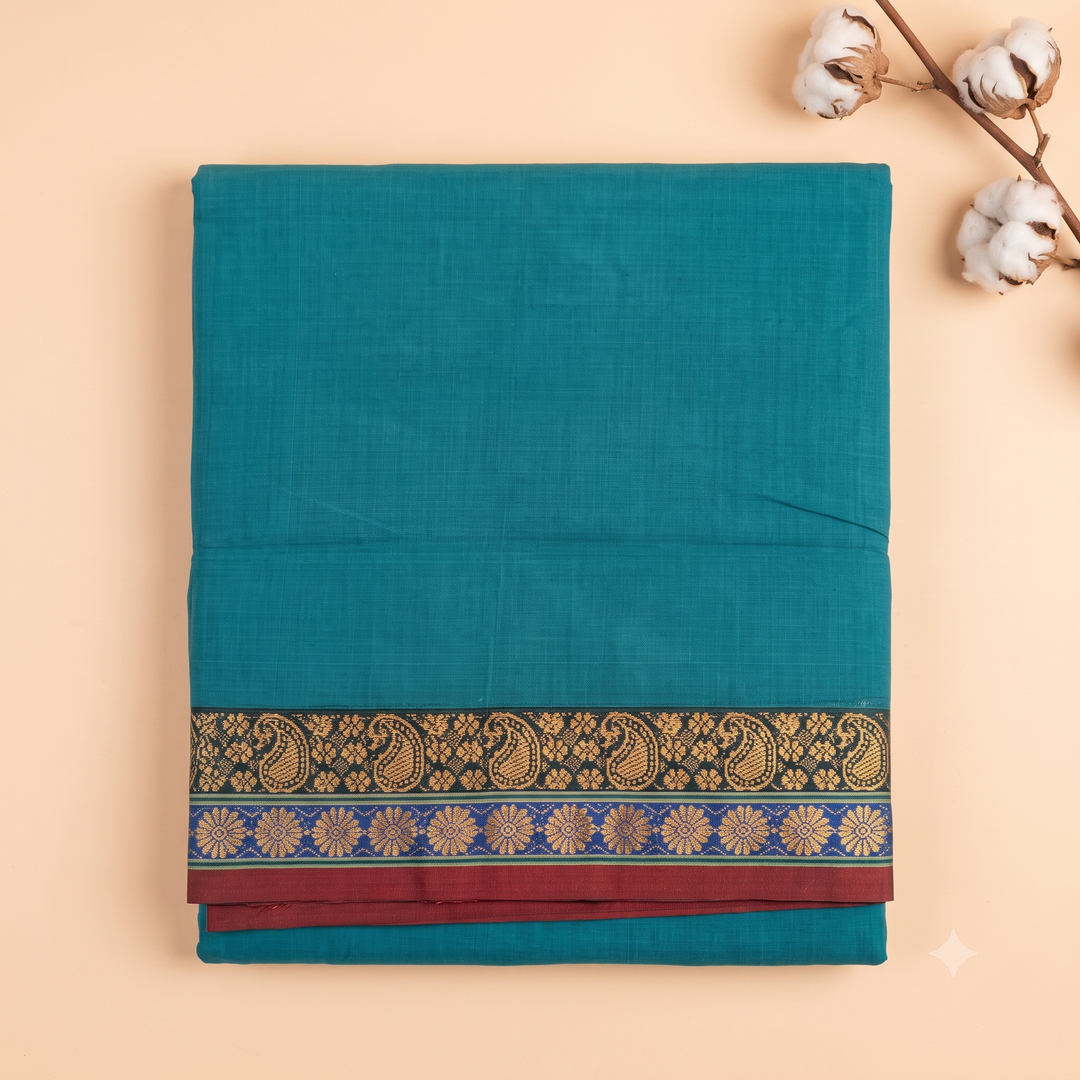 KUBERAN AQUA BLUE COTTON SAREE