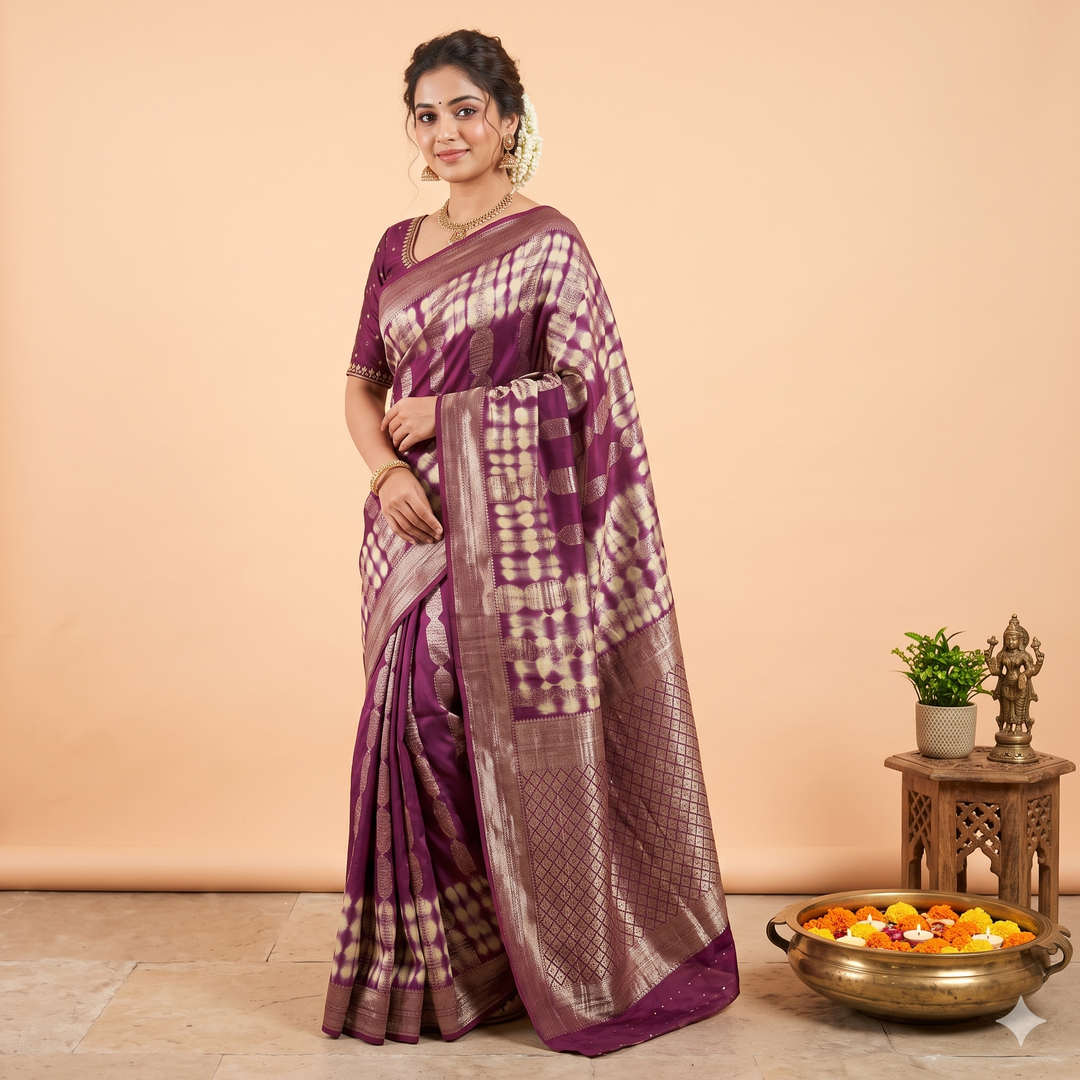 KUBERAN PURPLE KHADDI GEORGETTE SAREE