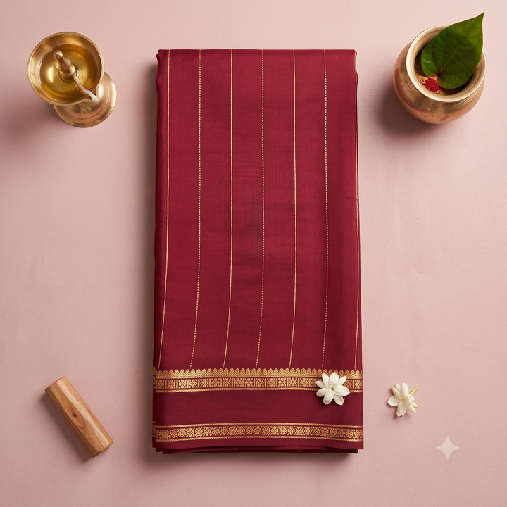 KUBERAN MAROON MYSORE SILK CREPE SAREE