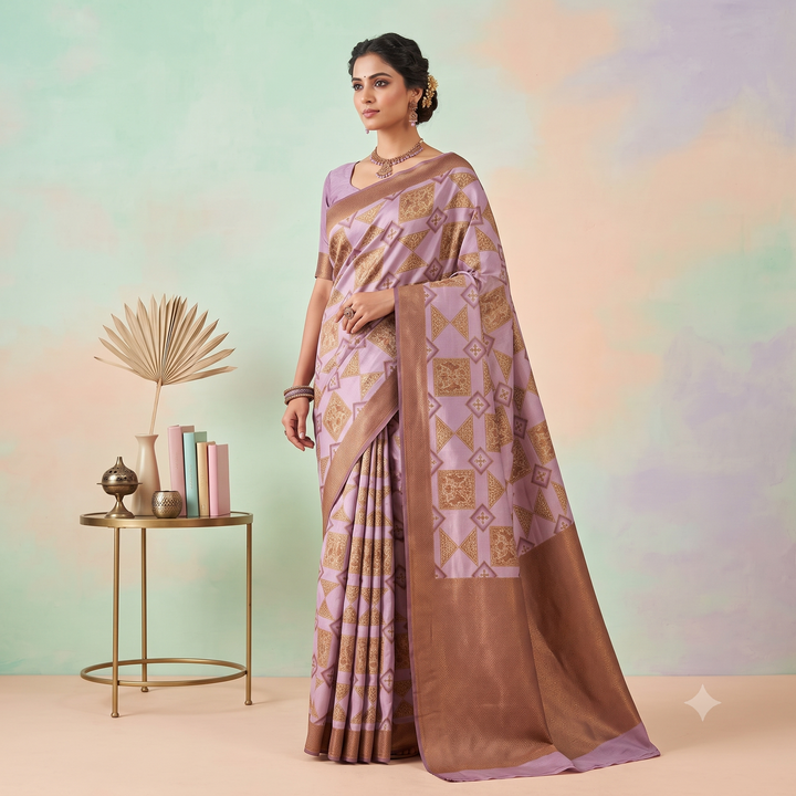KUBERAN LAVENDER BANARAS GEORGETTE SAREE