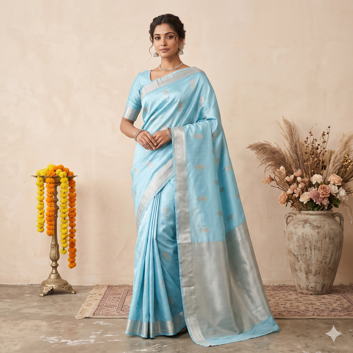Kuberan Blue Pure Banarasi Silk Saree