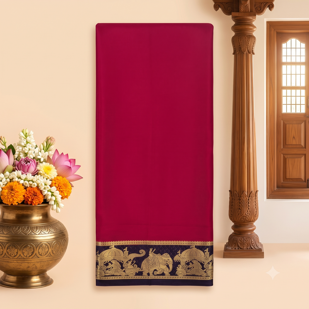 KUBERAN RANI PINK WITH BLUE PURE MYSORE CREPE SILK SAREE