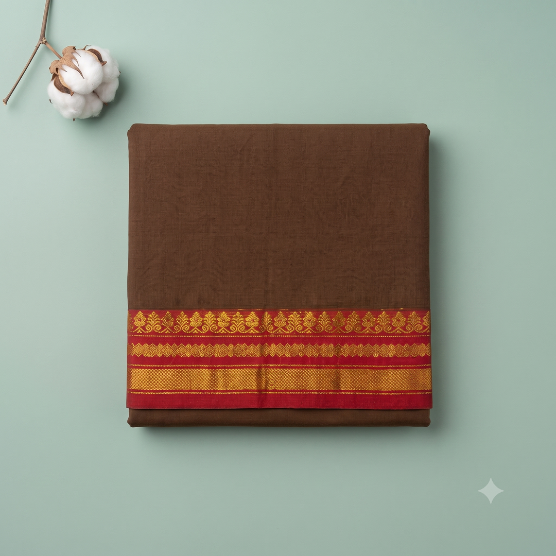 KUBERAN COFFEE BROWN COTTON SAREE