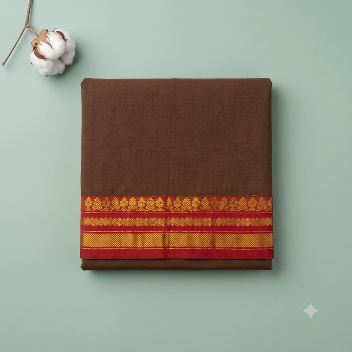KUBERAN COFFEE BROWN COTTON SAREE