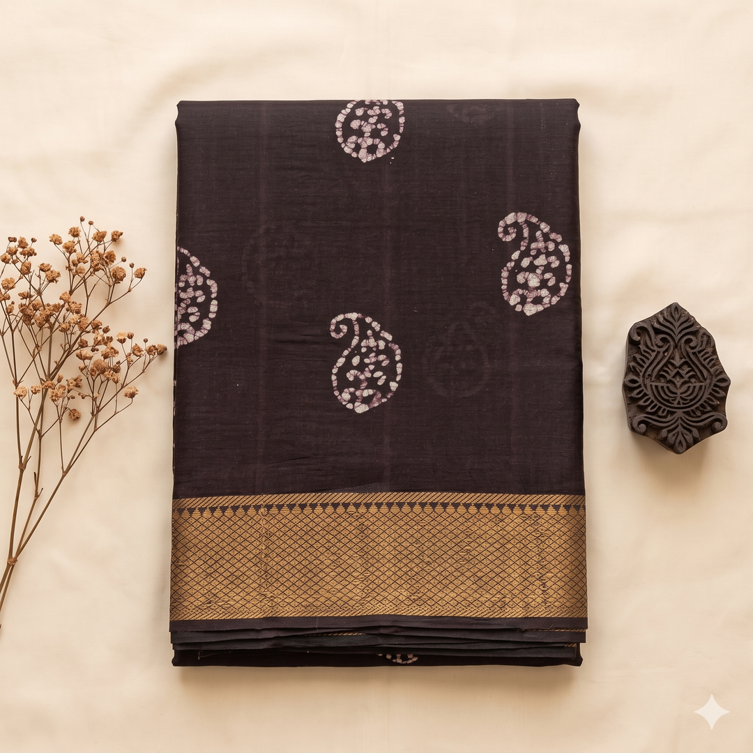 KUBERAN DARK PURPLE COTTON DANCE SAREE