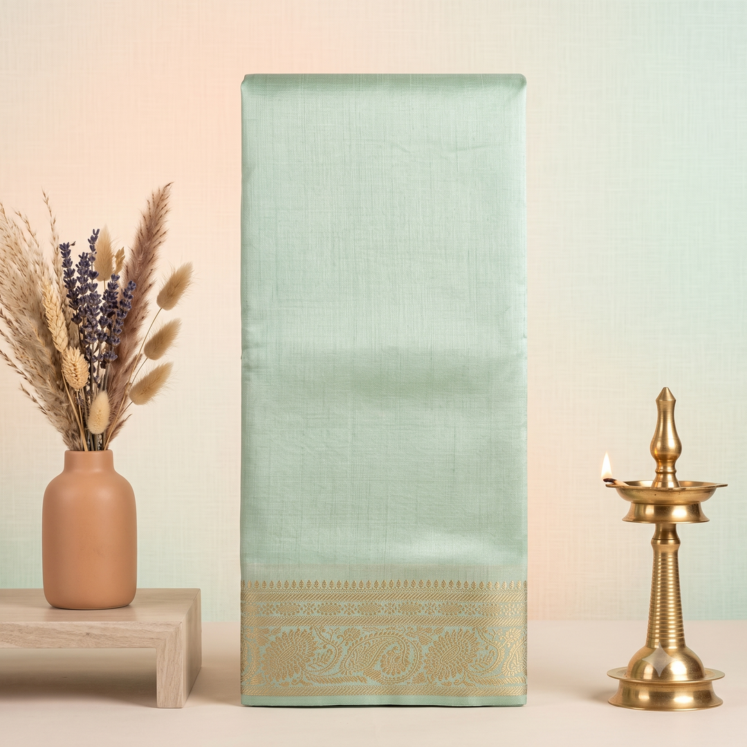 KUBERAN MINT GREEN RAW SILK SAREE