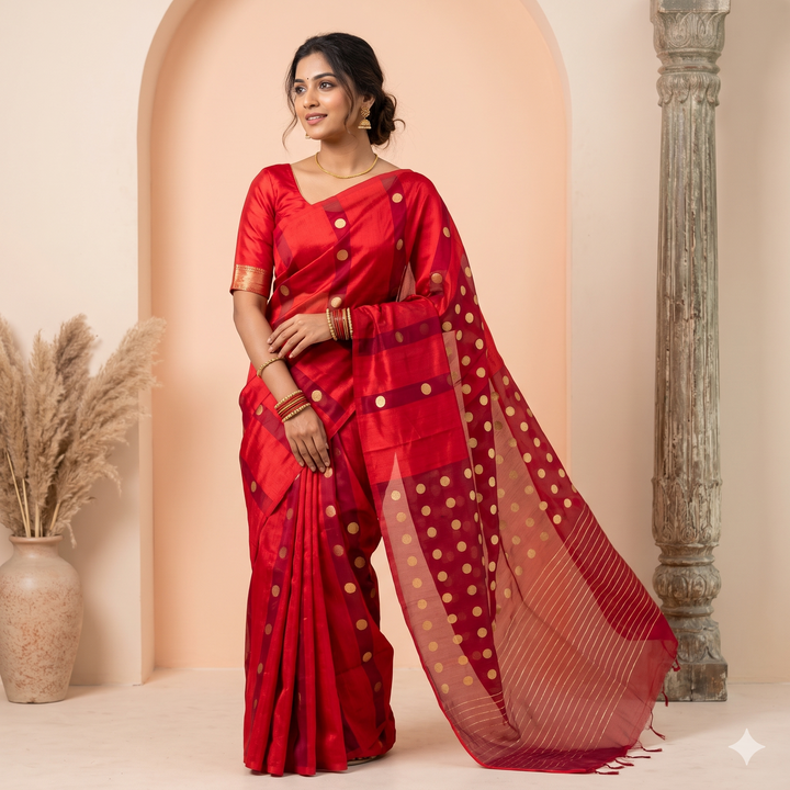 Kuberan Red Pure Banarasi Silk Saree