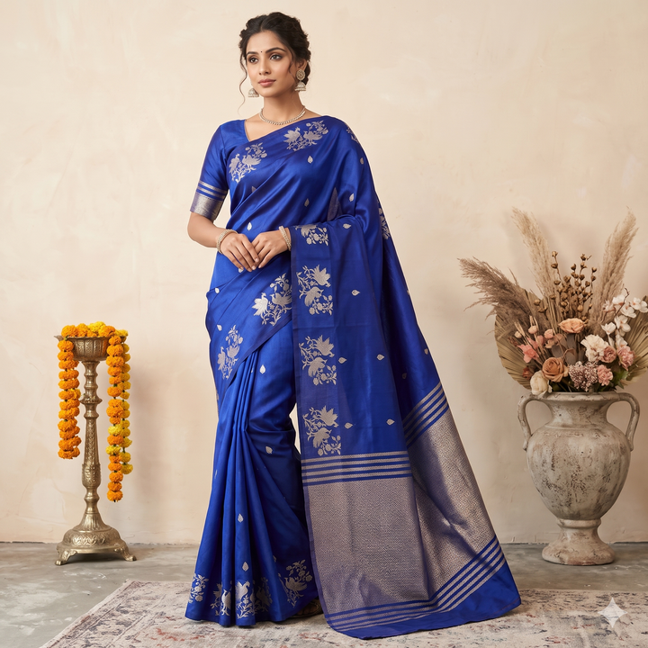 Kuberan Blue Pure Banarasi Silk Saree